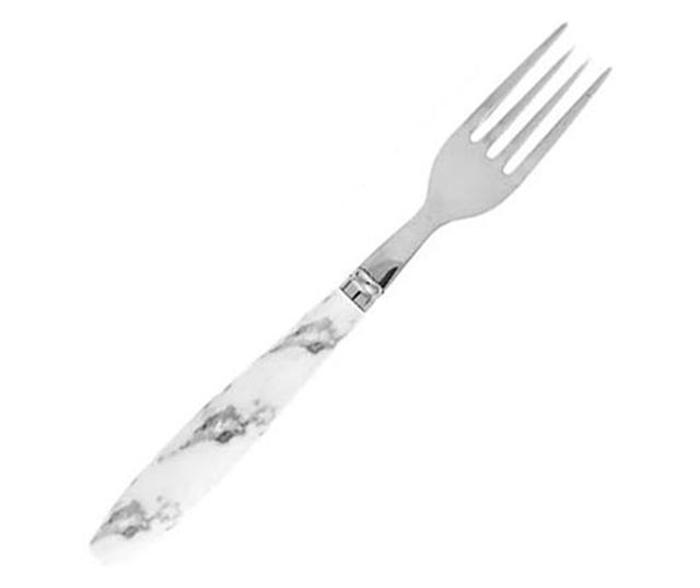Комплект прибори Tableware, 24 части, Мраморна дръжка, Бял/Сив