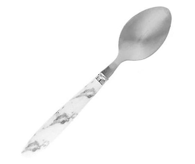 Комплект прибори Tableware, 24 части, Мраморна дръжка, Бял/Сив