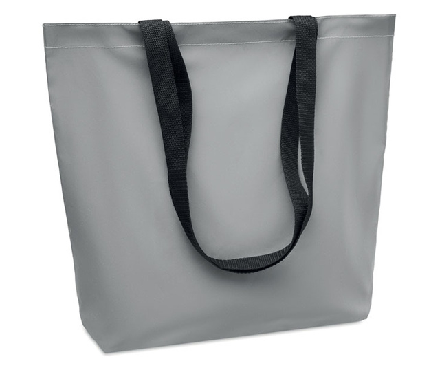 Чанта за пазаруване Tote, дълги дръжки, отразяваща, 42X9X38 см, Сребрист