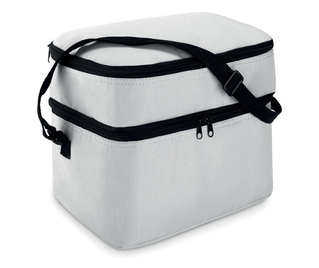 Хладилна чанта Casey, 2 отделения, алуминиево фолио, регулируема, полиестер, Бял