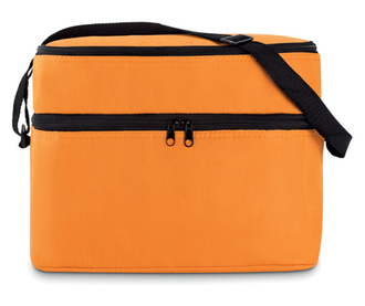 Хладилна чанта Casey, 2 отделения, алуминиево фолио, регулируема, полиестер, Оранжев