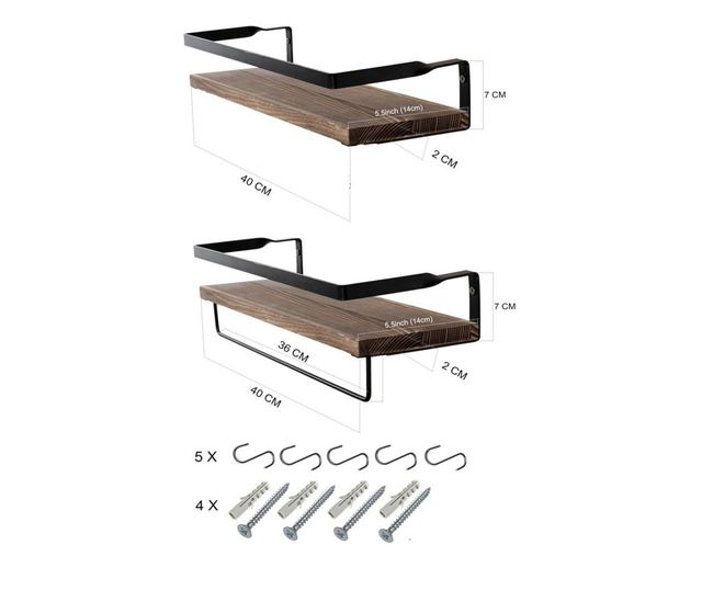 Set Raft Evila Originals 792EVL2887, 40x7 cm, Umeraș, Molid, Maro