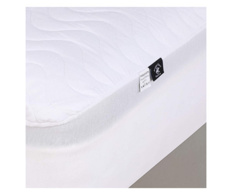 Protector de saltea impermeabil Beverly Hills Polo Club 176BHP4102, 160x200 cm, 100% bumbac, Elastic, Alb