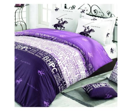 Lenjerie de pat Beverly Hills Polo Club 176BHP2115, 100% bumbac, Ranforce, 3 piese, Cearșaf 160x220cm, Cearșaf 160x240cm, 1 Husă