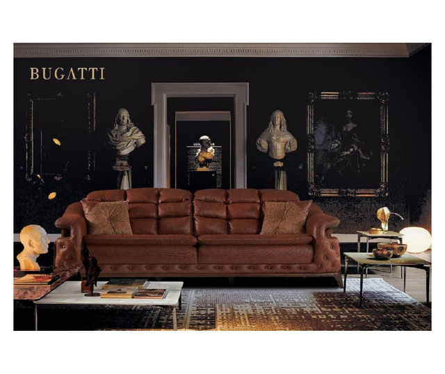 Canapea Lux Bugatti, Nabuc maro, lungime 226cm, latime 96cm, inaltime 82cm