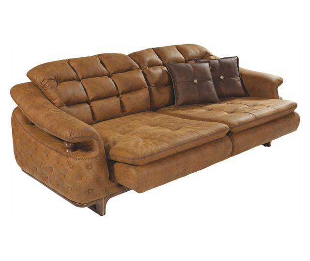 Canapea Lux Bugatti, Nabuc maro mustar, lungime 226cm, latime 96cm, inaltime 82cm