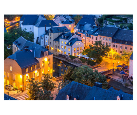 Самозалепващ се и миещ се фототапет City68 Люксембург през нощта, 250 x 150 cm