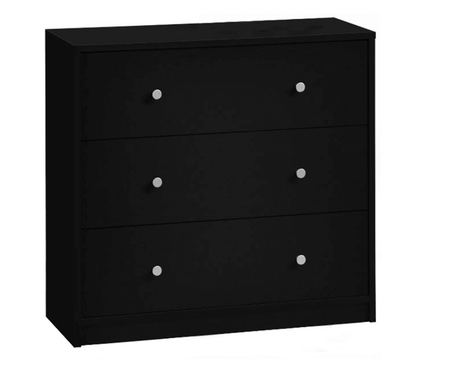 Komoda s 3 predali črna mdf maj 72,4x30,1x68,3 cm