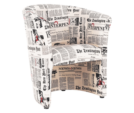 Fotelja tekstilna presvlaka Kuba novinski motiv 65x60x77 cm