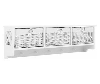 Függesztett fapolc 3 kosár fehér Rafaello 100x30x20 cm