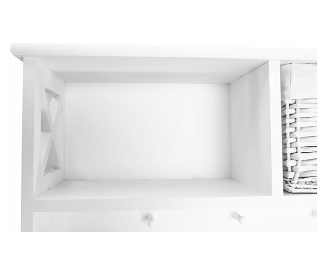 Függesztett fapolc 3 kosár fehér Rafaello 100x30x20 cm