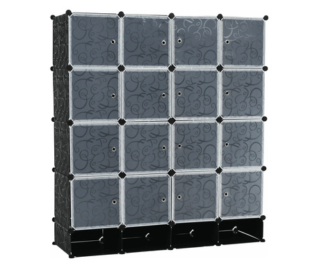 Črno-bela modularna omara Rodan 147x47x165 cm