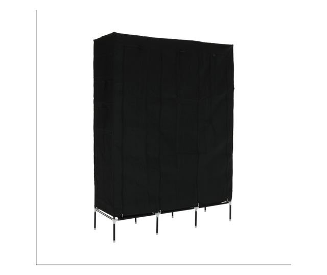 Taron crni metalni tekstilni ormarski organizator 133x45x175 cm