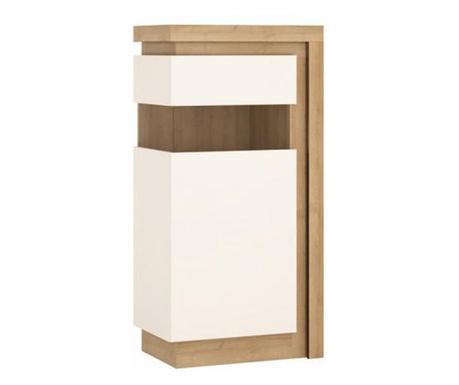Vitrin mdf barna riviera tölgy fényes fehér Leonardo II 60x42x124 cm