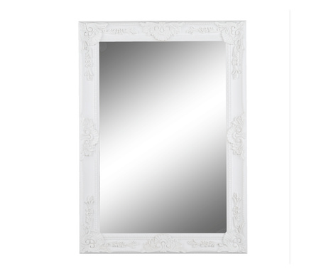 Stensko ogledalo Malkia z belim lesenim okvirjem 78x108 cm