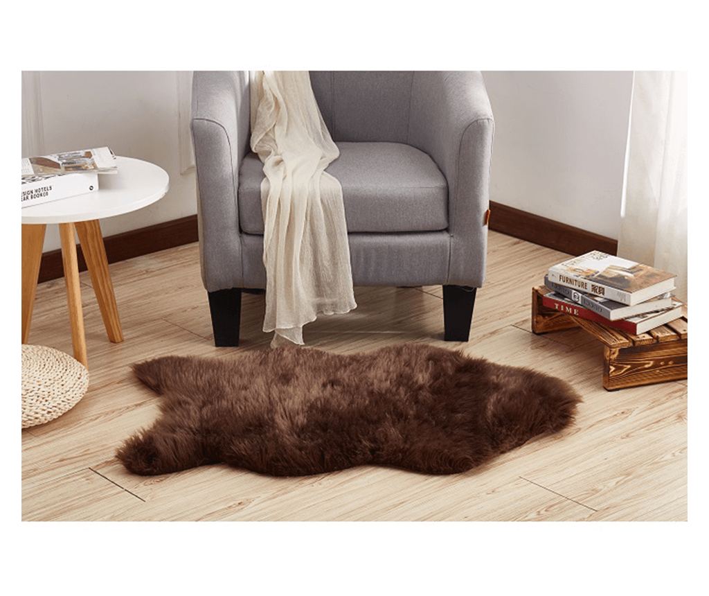 Preproga iz umetnega krzna Ebony Brown, 90x60 cm - 8
