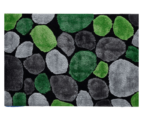 Текстилен килим зелено сиво черно Pebble 80x150 см