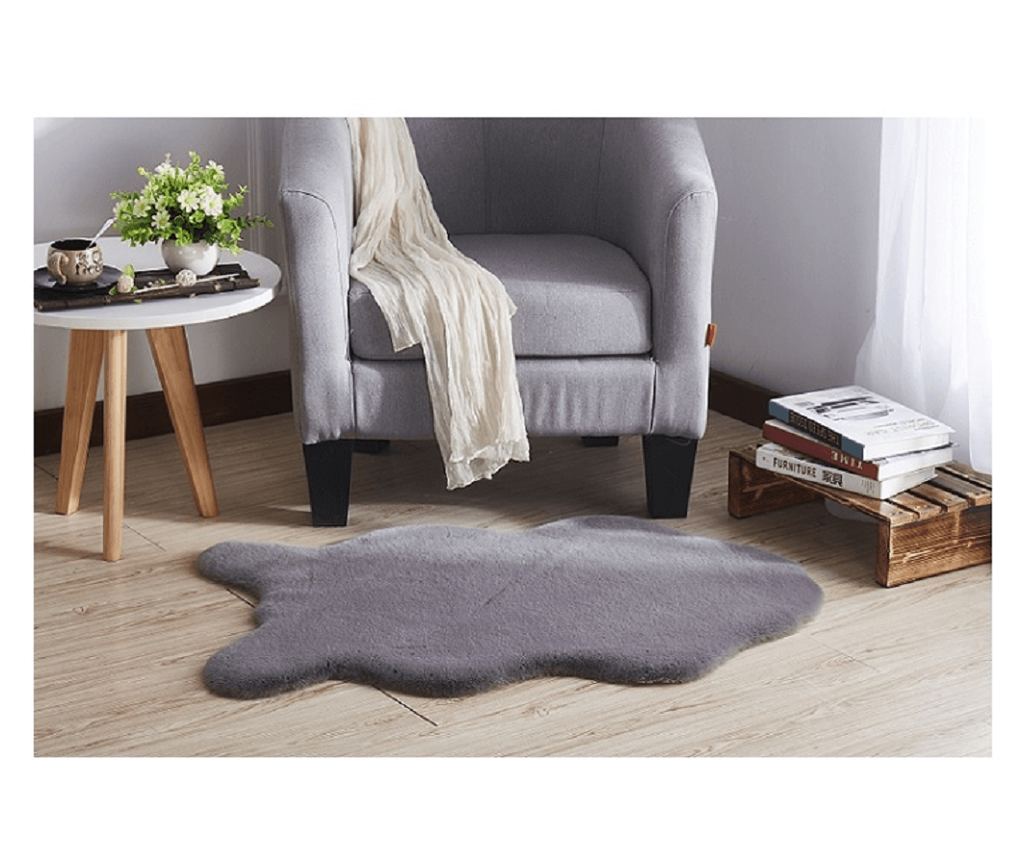 Preproga iz umetnega krzna Rabit Grey, 90x60 cm - 10