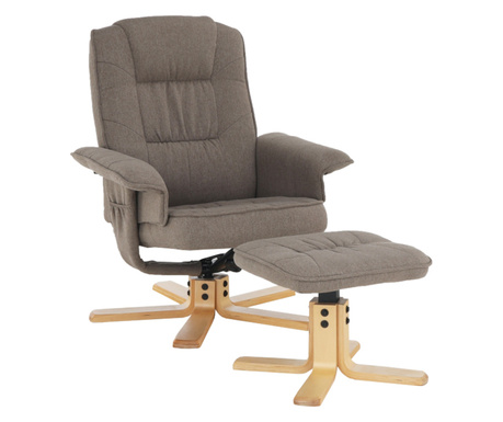 Релаксиращо кресло с поставка за крака кафяво сиво тапицерия Lerato 78x70x95 см