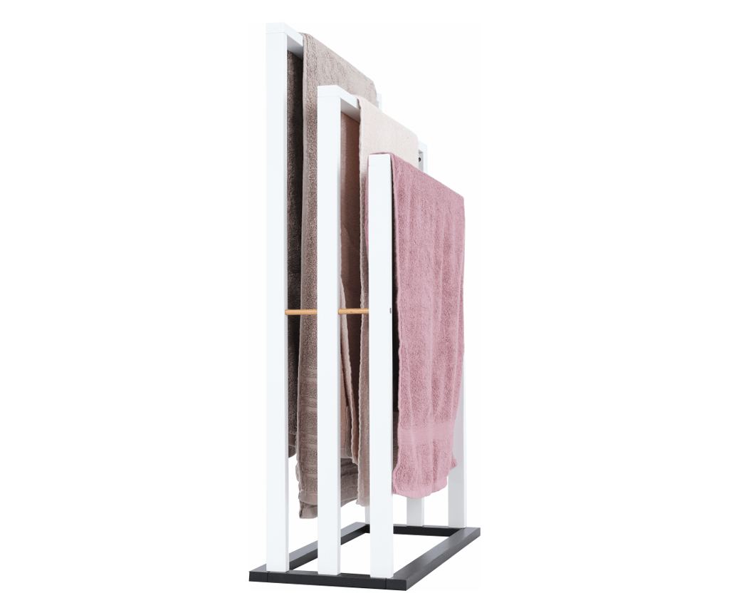 Komo MDF polica za brisače bela črna 54x24x82 cm - 6