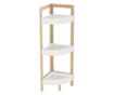 Raft de colt 3 polite mdf alb si bambus natur Fong 23x23x77 cm