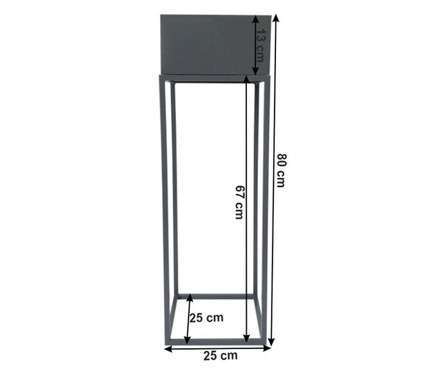 Indize сива метална поставка за саксия 25x25x80 см