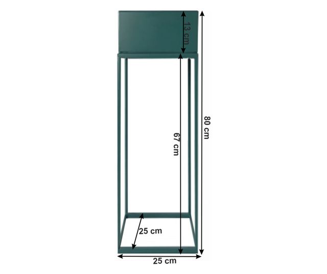 Зелена метална поставка за саксия Indize 25x25x80 см
