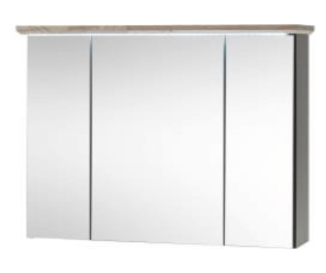 Viseča omarica iz mdf toskana hrast siva z ogledalom 84x24x70 cm