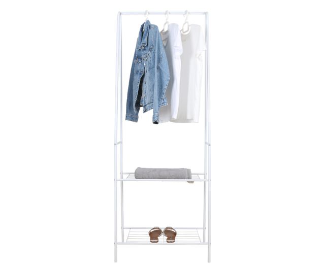 Stalak za odjeću s 2 police bijeli metal Retor 60x35x160 cm