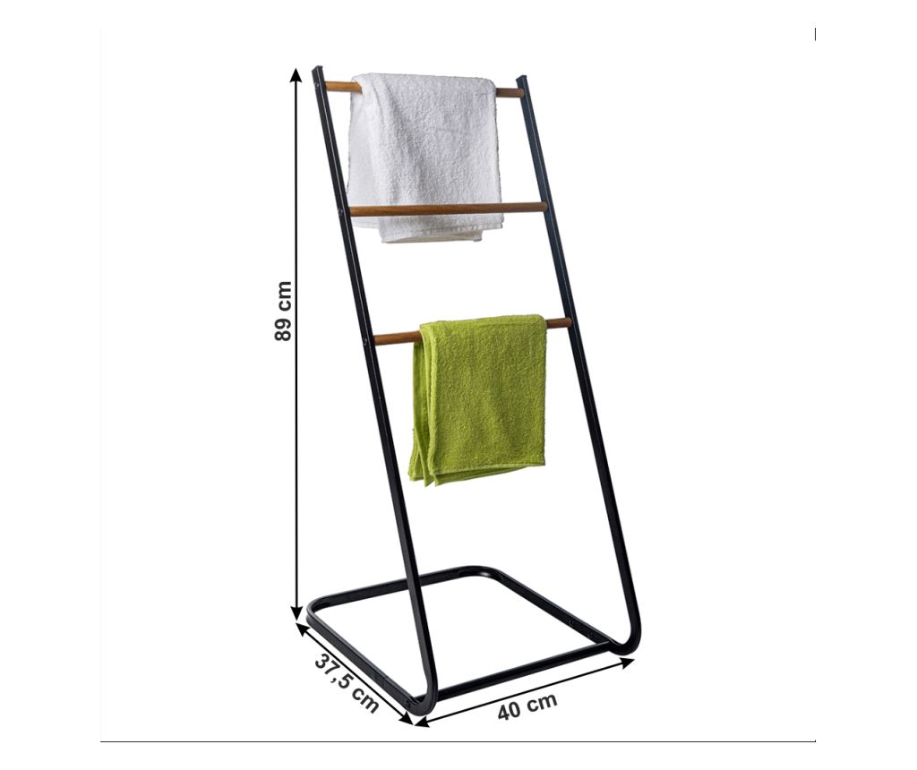 Zonker Естествена черна метална стойка за кърпи 40x37.5x89 см - 2
