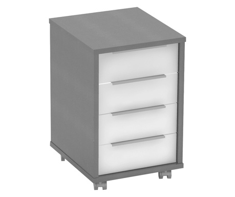 Нощно шкафче, 3 чекмеджета, бял графитен мдф, Rioma, 43x48x67 см