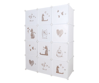 Модулен детски гардероб бяло кафяв Kitaro 107x47x142 см