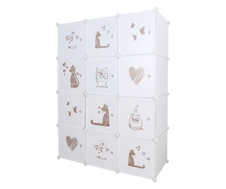 Modulová šatní skříň pro děti bílá hnědá Kitaro 107x47x142 cm