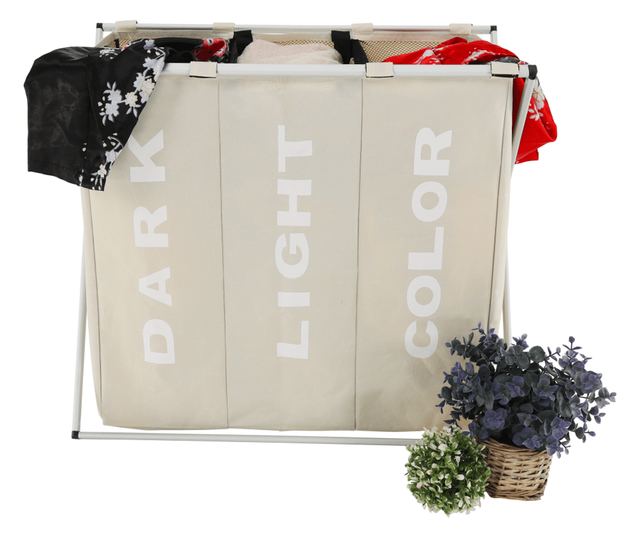 Cos rufe din panza bej Laundry 62x35x60 cm