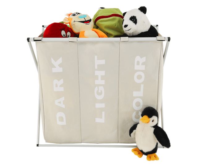 Cos rufe din panza bej Laundry 62x35x60 cm