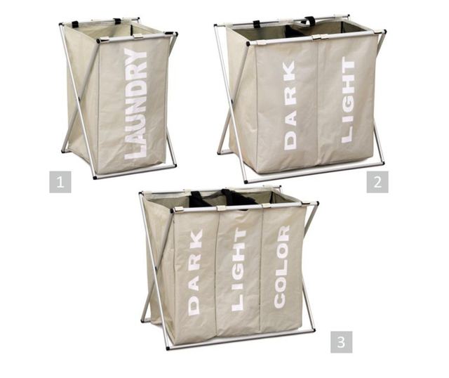 Cos rufe din panza bej Laundry 62x35x60 cm