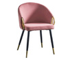Fotelja ružičasti baršun presvlake zlatne krom noge Donko 55x56x78 cm