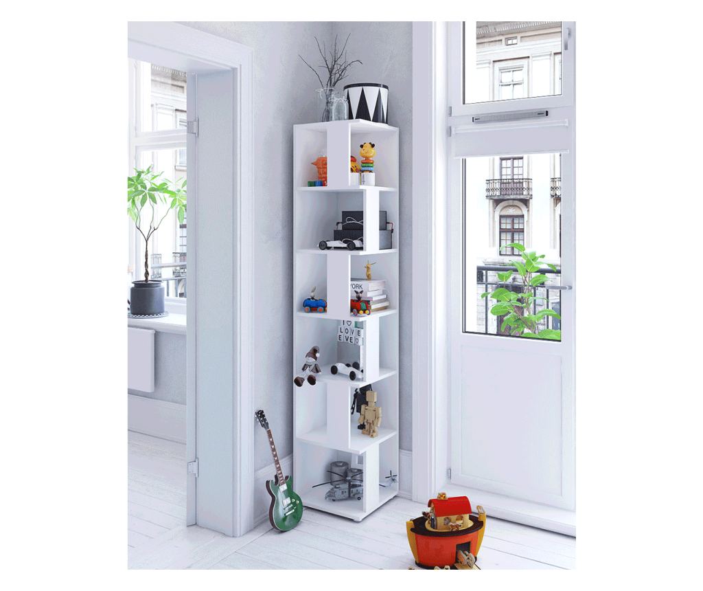 Fehér MDF sarokpolc egység Korind 38x38x186,2 cm - 3