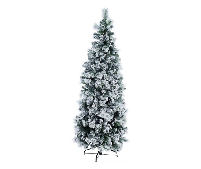 Zöld műfenyő műhóval karcsú Prága Ø 65x180 cm