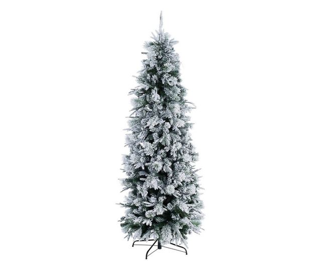 Zöld műfenyő műhóval karcsú Drezda Ø 76x210 cm