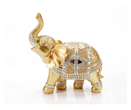 Statueta din rasina, elephant, auriu, 18 cm