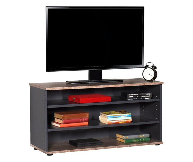 Comoda TV cu 3 rafturi TVC-300-LA-1 90/35/48 cm Latte / Antracit