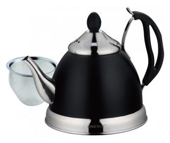 Fierbător cu sita Kinghoff KH 1538, 1 litru, Inox, Negru/Argintiu