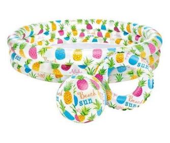 Set piscina gonflabila pentru copii, + Colac + Minge, Intex 59469, 132 x 28 cm, Multicolor