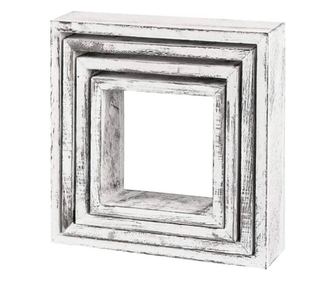 Set 4 rafturi patrate, Shabby Sheek Wood, 30.4x30.4x9.4 cm, alb antichizat