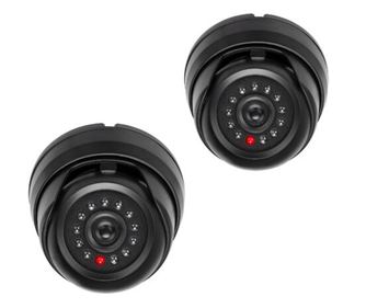Set 2 Camere de supraveghere false cu lumini LED, Kwmobile, Negru, Plastic, 53927.02.01