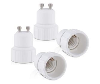 Set 4 Adaptoare dulie de la GU10 la E14, Kwmobile, Alb, Plastic, 27507