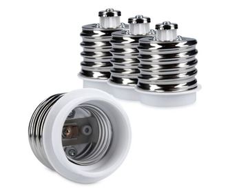 Set 4 Adaptoare dulie de la E40 la E27, Kwmobile, Alb, Plastic, 40403