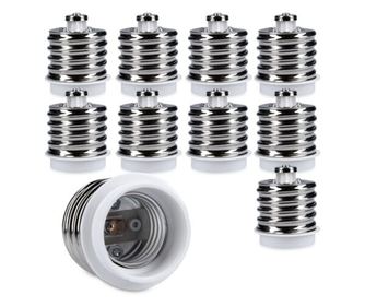 Set 10 Adaptoare dulie de la E40 la E27, Kwmobile, Alb, Plastic, 49974.10