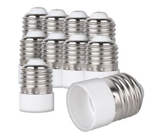 Set 10 Adaptoare dulie de la E27 la E14, Kwmobile, Alb, Plastic, 49973.10